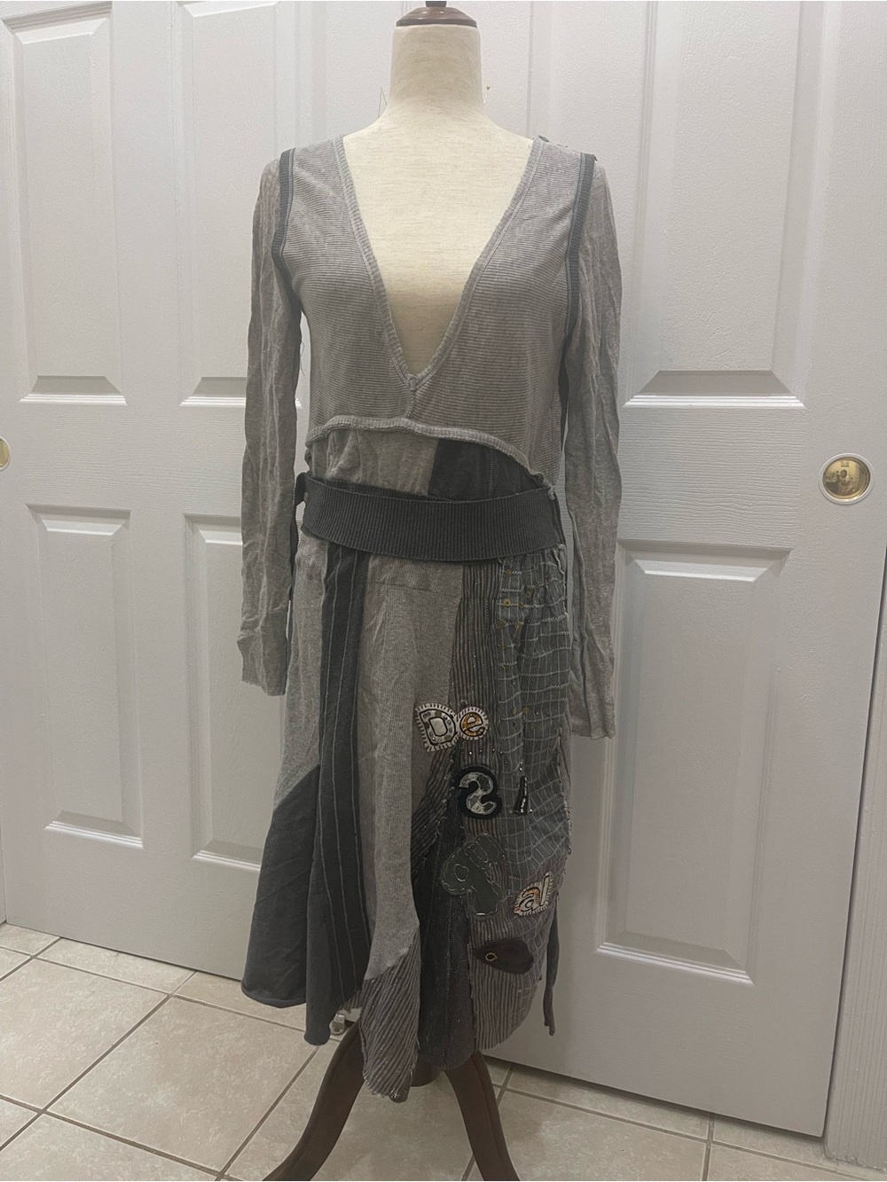 Desigual Asymmetrical Grey Patchwork Dress